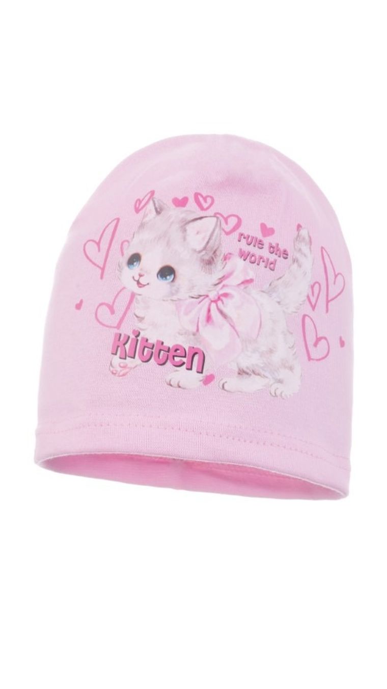 Czapka dziewczęca, różowa, Ambra