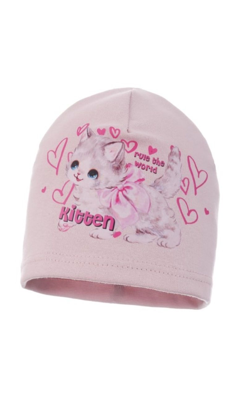 Czapka dziewczęca, różowa, Ambra