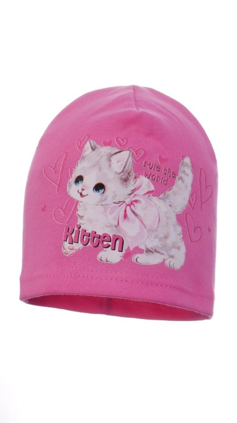 Czapka dziewczęca, różowa, Ambra