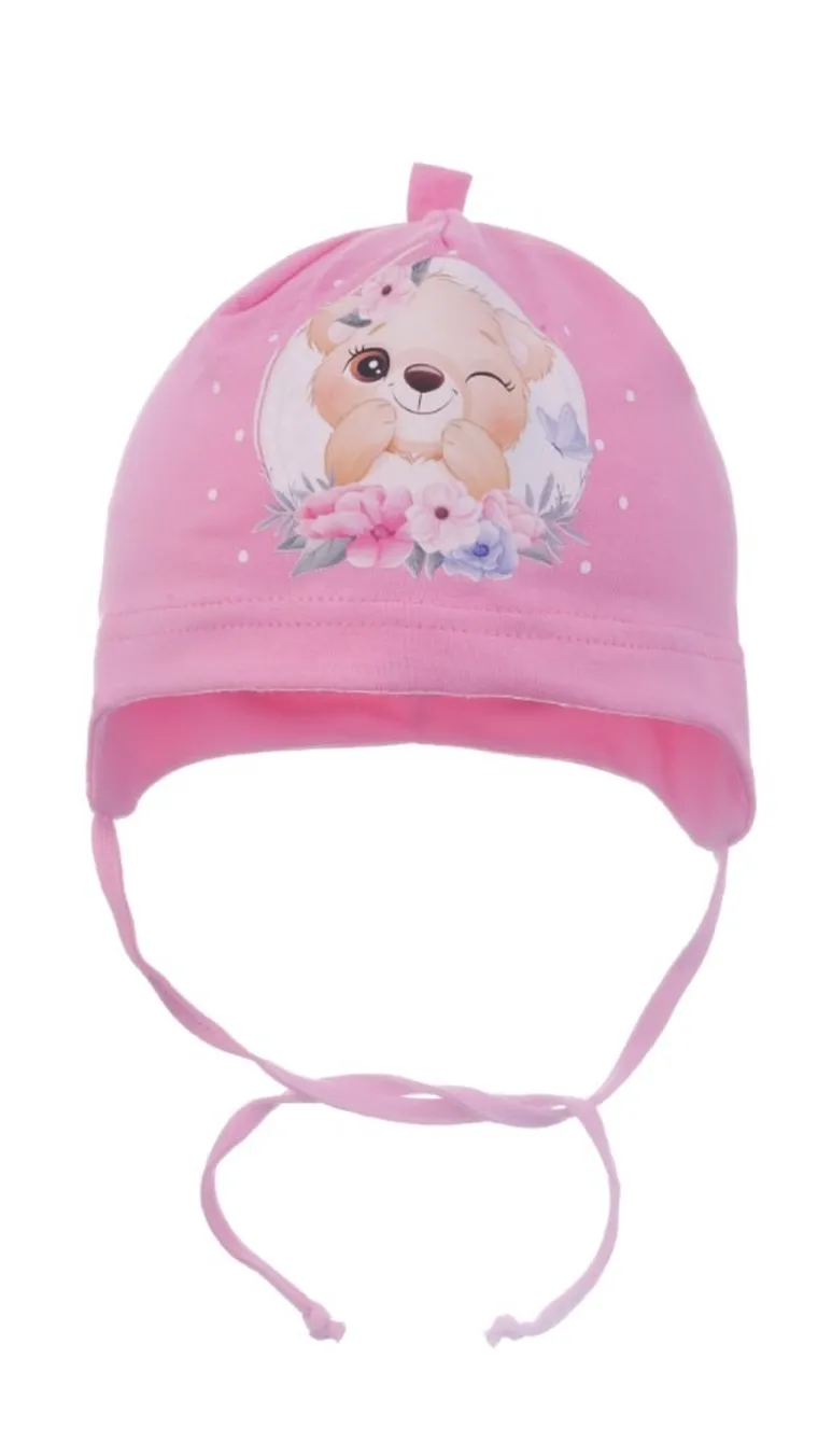 Czapka dziewczęca, różowa, Ambra