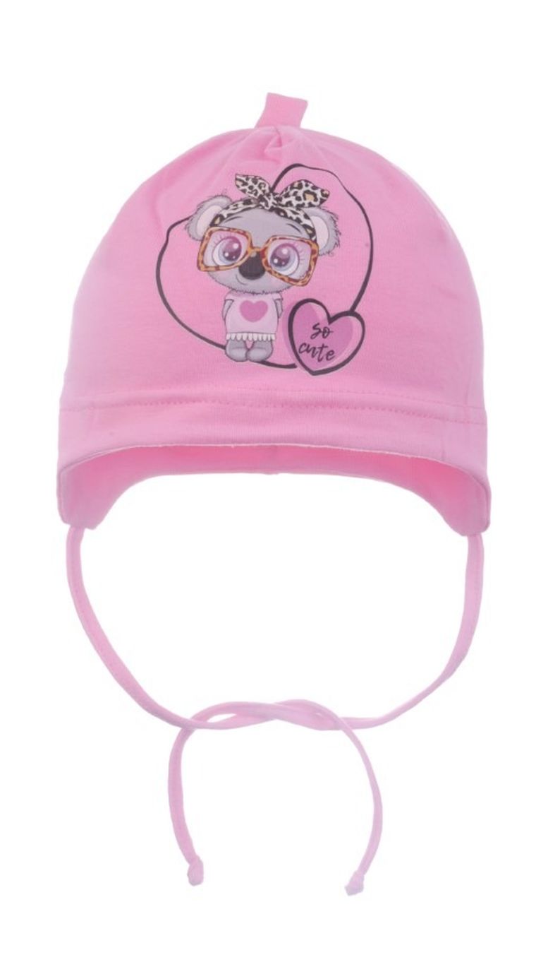 Czapka dziewczęca, różowa, Ambra