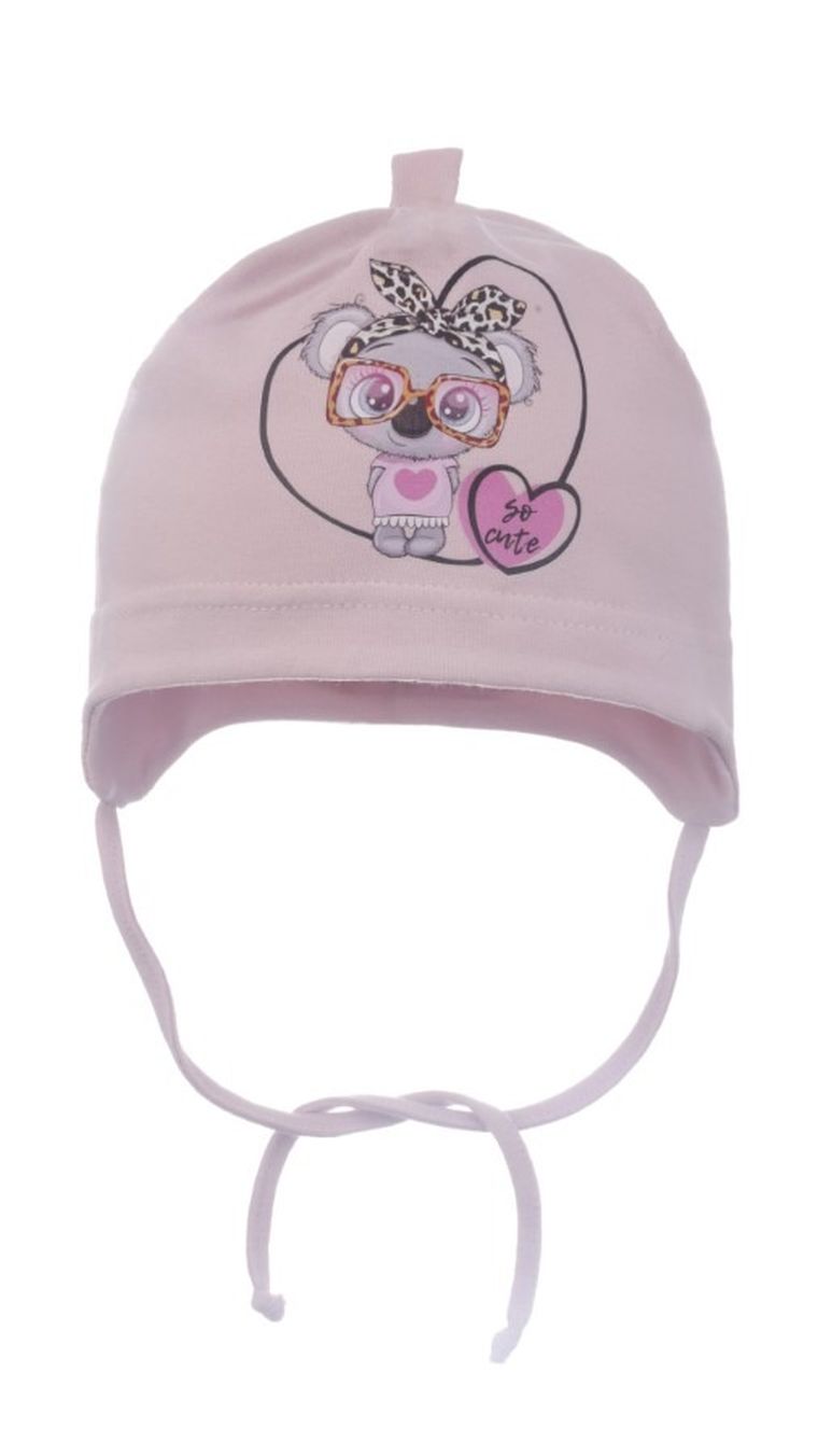 Czapka dziewczęca, różowa, Ambra