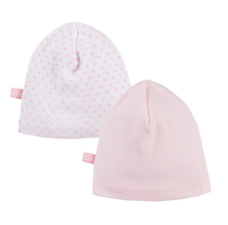 Czapka dziewczęca, różowa, biała, zestaw, 2 szt., Eevi