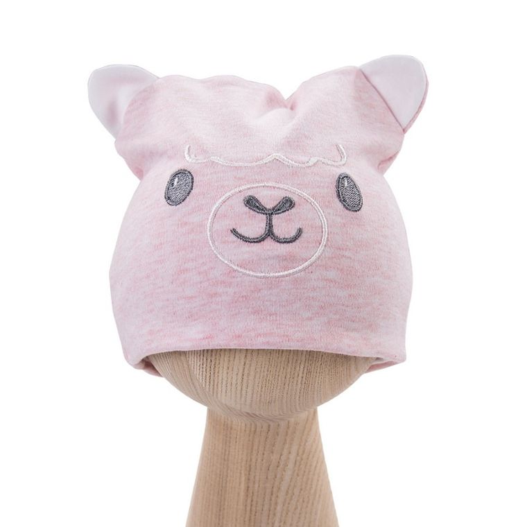 Czapka dziewczęca, różowa, lama, Eevi