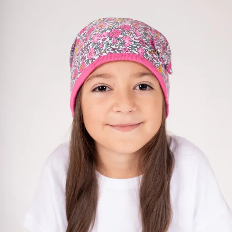 Czapka dziewczęca, różowa, Nicol