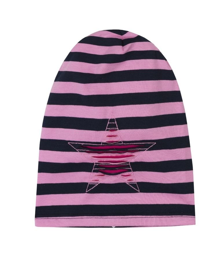 Czapka dziewczęca, różowa, paski, gwiazdka, Döll