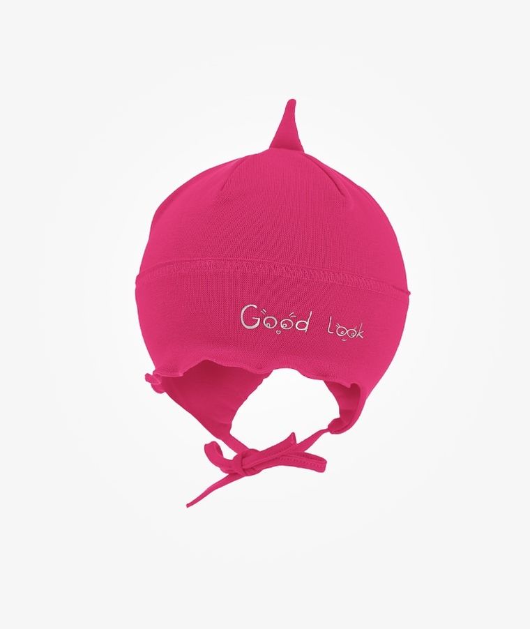 Czapka dziewczęca, różowa, wiązana, Good look, Iltom
