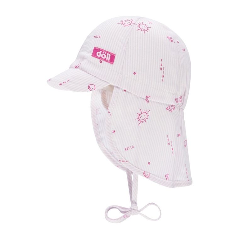 Czapka dziewczęca safari, wiązana, różowa, Döll