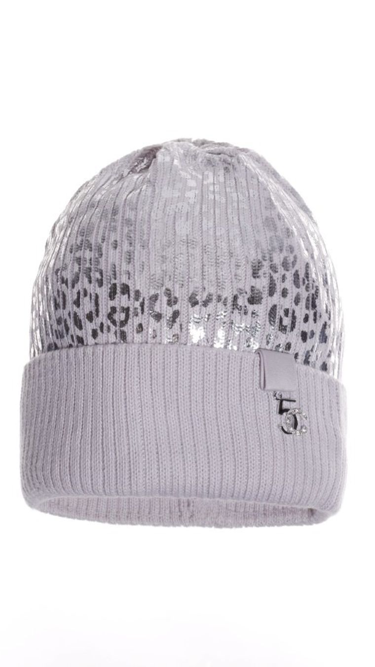 Czapka dziewczęca, szara, Ambra