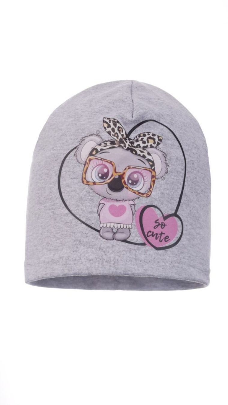 Czapka dziewczęca, szara, Ambra