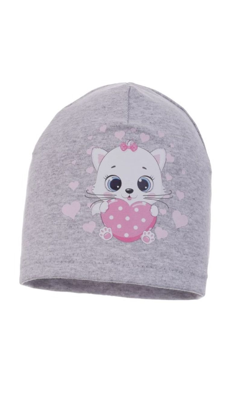 Czapka dziewczęca, szara, Ambra