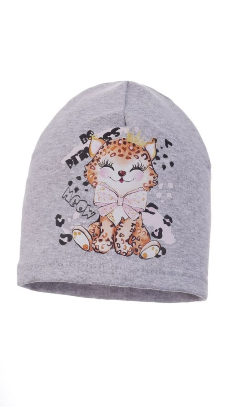 Czapka dziewczęca, szara, Ambra