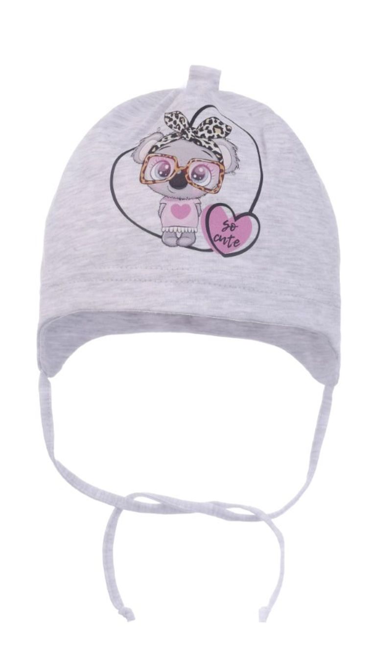 Czapka dziewczęca, szara, Ambra