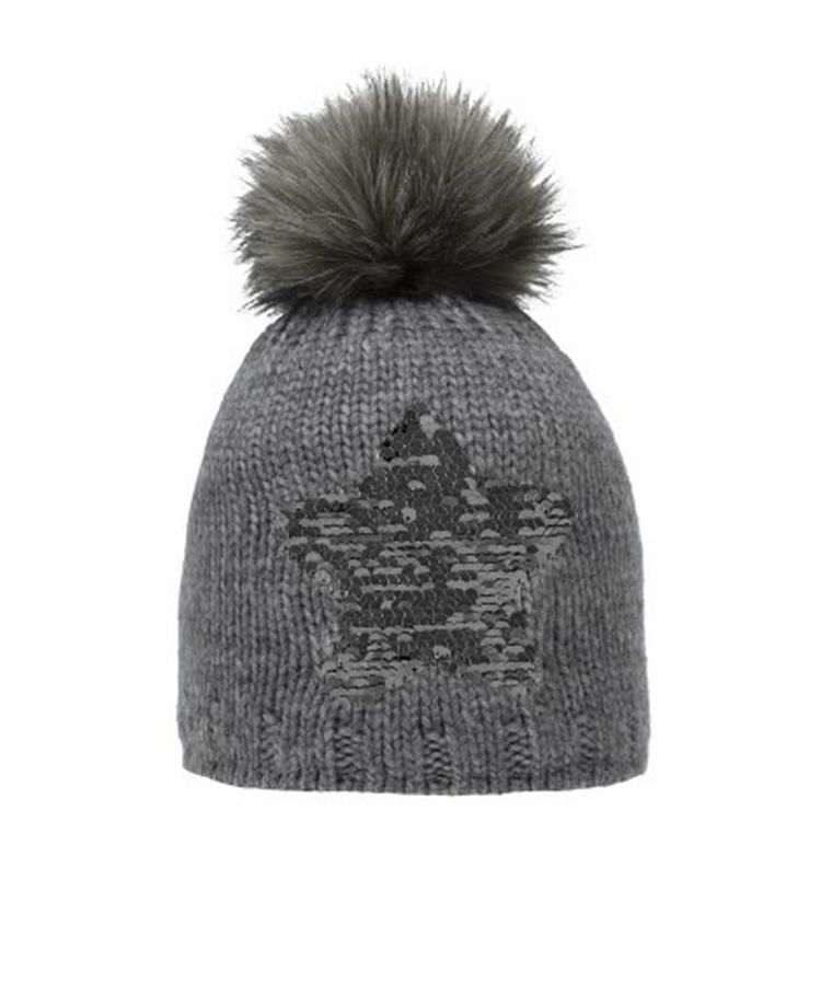 Czapka dziewczęca, szara, dwustronne cekiny, Döll