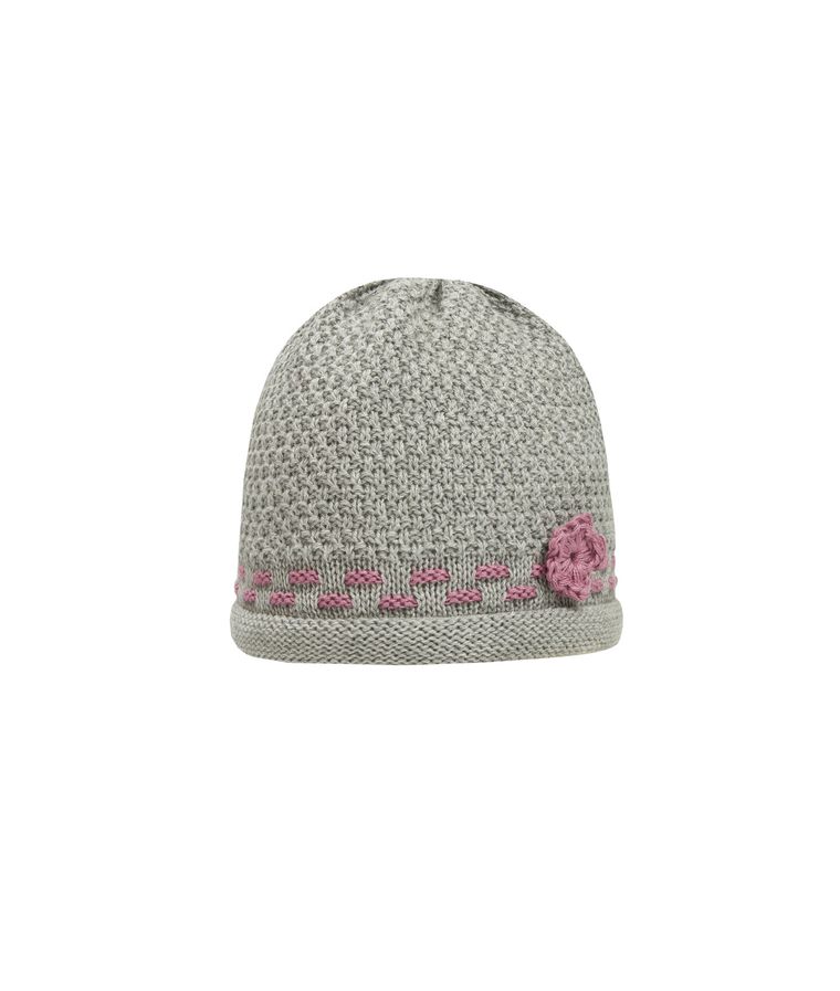 Czapka dziewczęca, szara, kwiatek, Döll