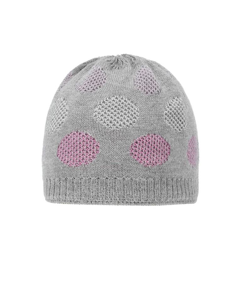 Czapka dziewczęca, szara melanż, grochy, Döll