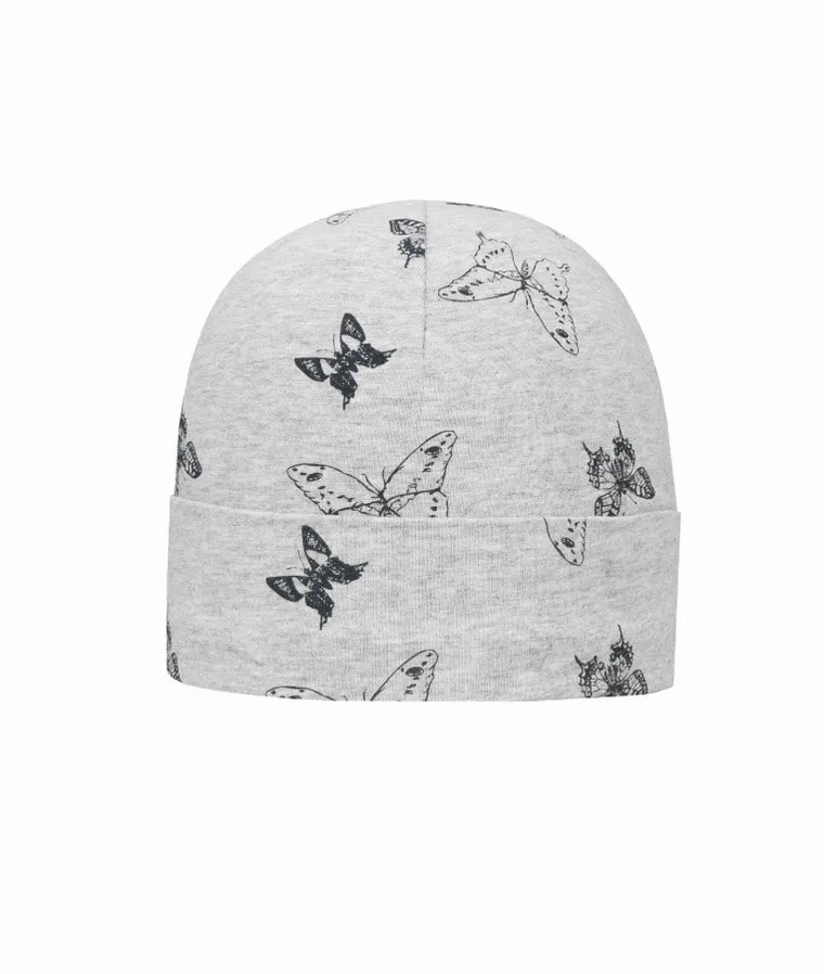 Czapka dziewczęca, szara, motyle, Döll