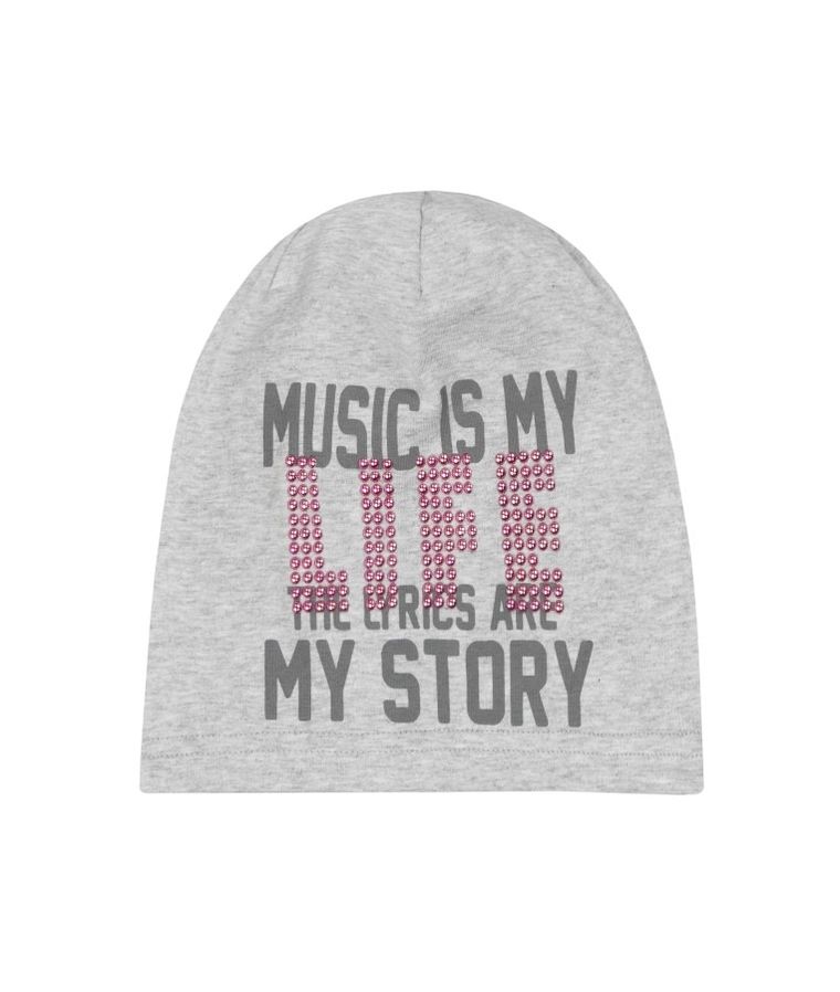 Czapka dziewczęca, szara, Music is my life, Döll
