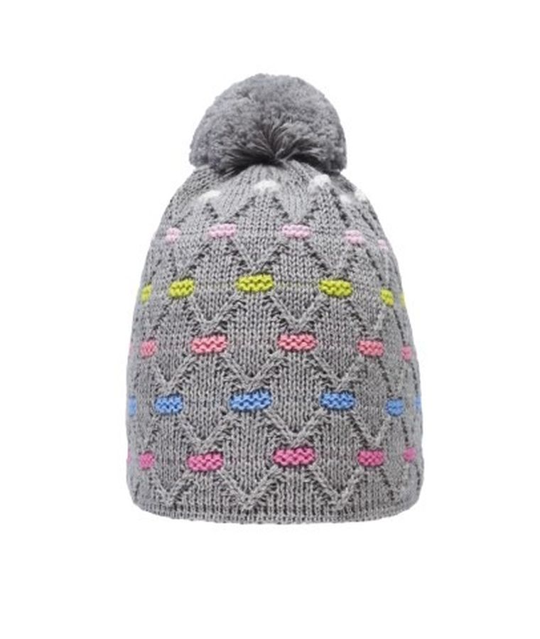 Czapka dziewczęca, szara, pompon, Döll