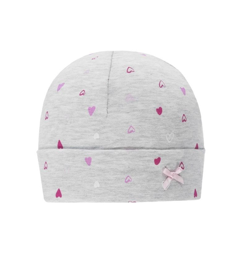 Czapka dziewczęca, szara, serduszka, Döll