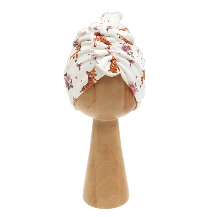 Czapka dziewczęca, turban, ecru, Nicol