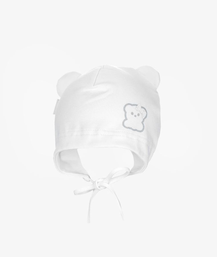 Czapka dziewczęca, wiązana, biała, Iltom