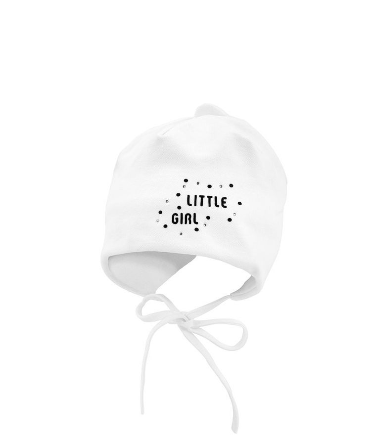 Czapka dziewczęca, wiązana, biała, podwójna, Little girl, Iltom