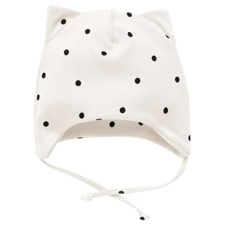 Czapka dziewczęca, wiązana, ecru, Pinokio