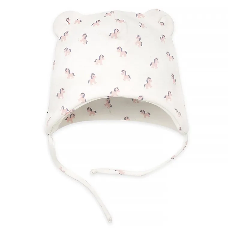 Czapka dziewczęca, wiązana, ecru, Pinokio