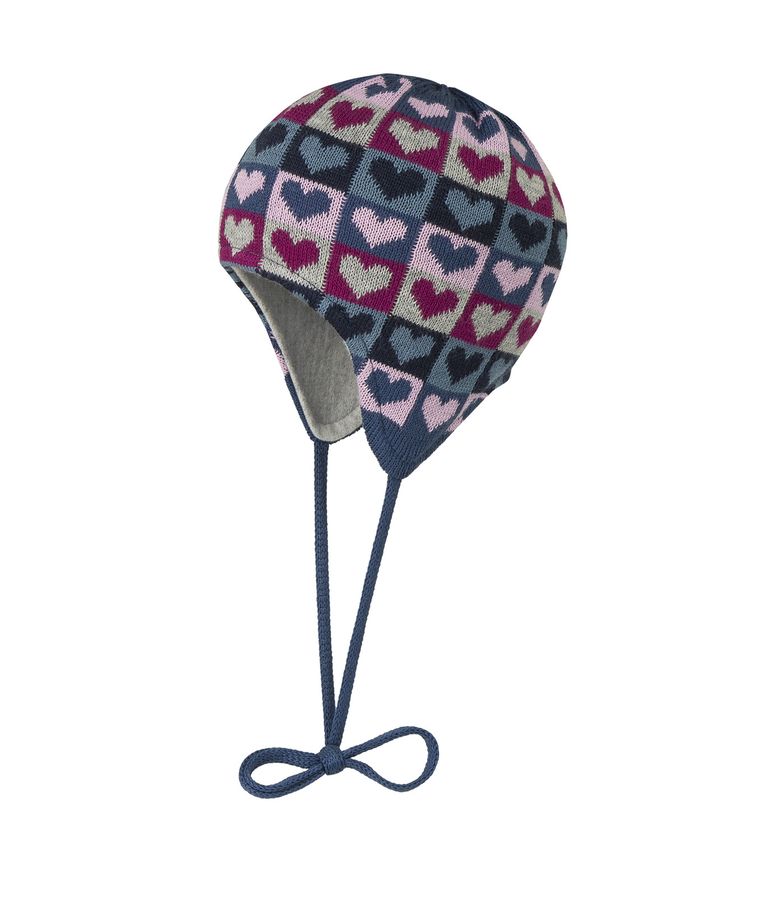 Czapka dziewczęca, wiązana, mix, serca, Döll