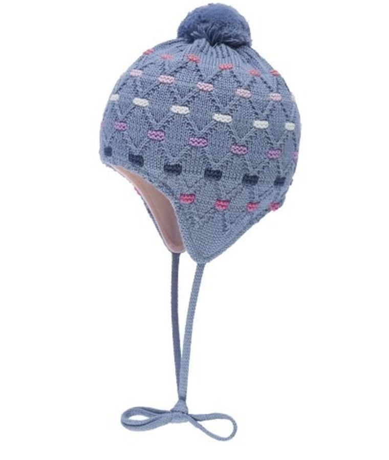Czapka dziewczęca, wiązana, niebieska, Döll