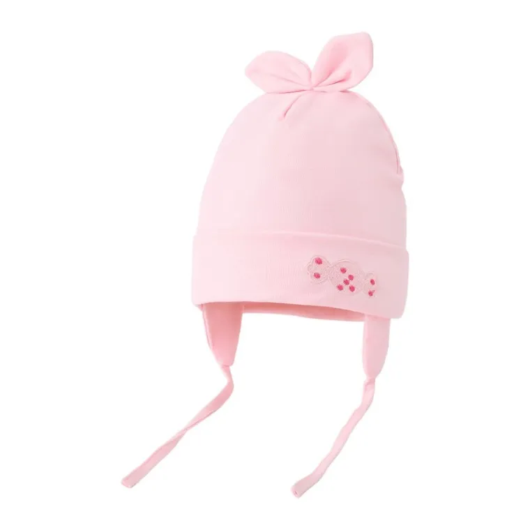 Czapka dziewczęca, wiązana, różowa, Be Snazzy