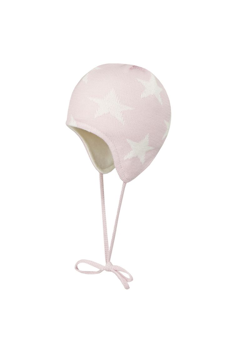 Czapka dziewczęca, wiązana, różowa, gwiazdy, Döll