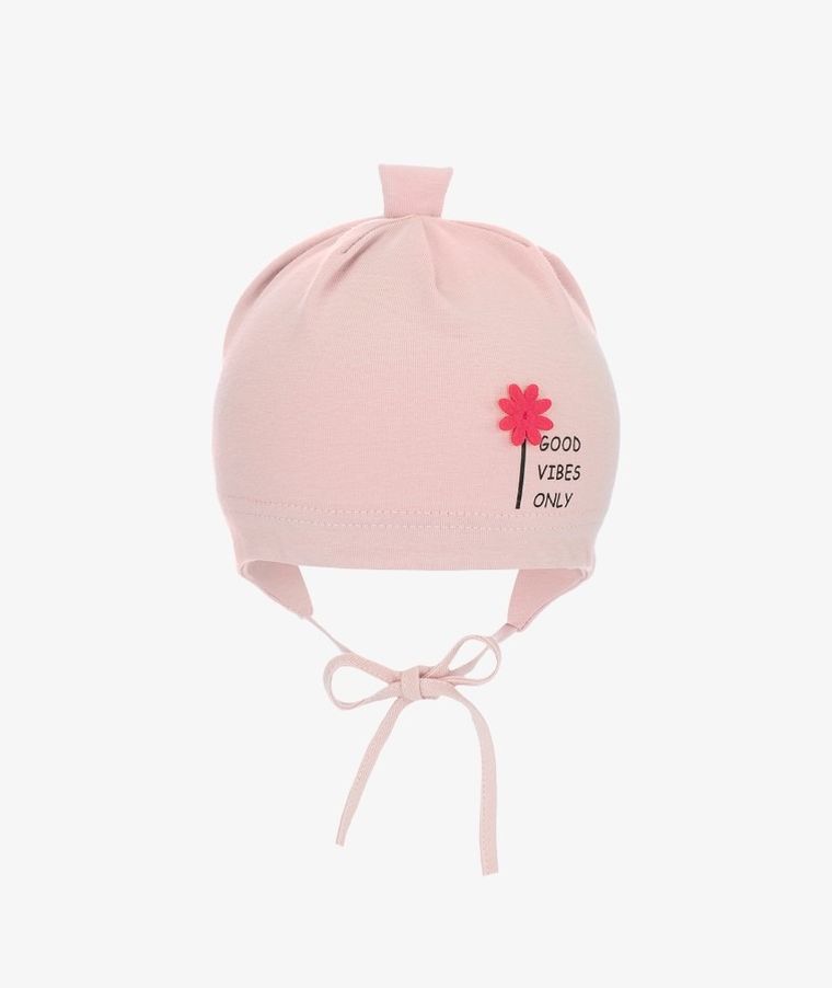 Czapka dziewczęca, wiązana, różowa, Iltom