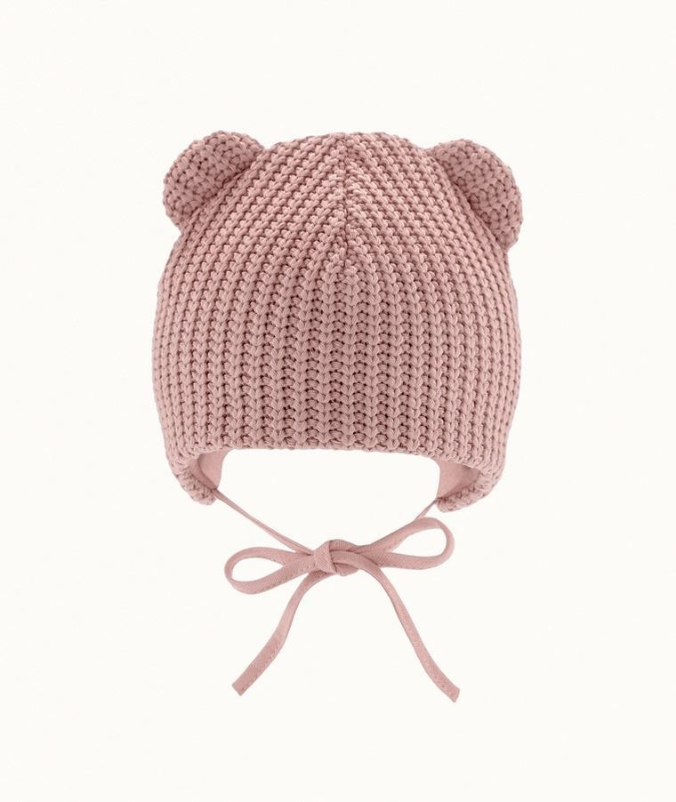 Czapka dziewczęca, wiązana, różowa, Iltom