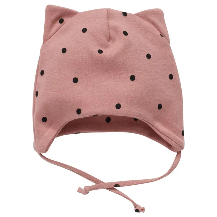 Czapka dziewczęca, wiązana, różowa, Pinokio
