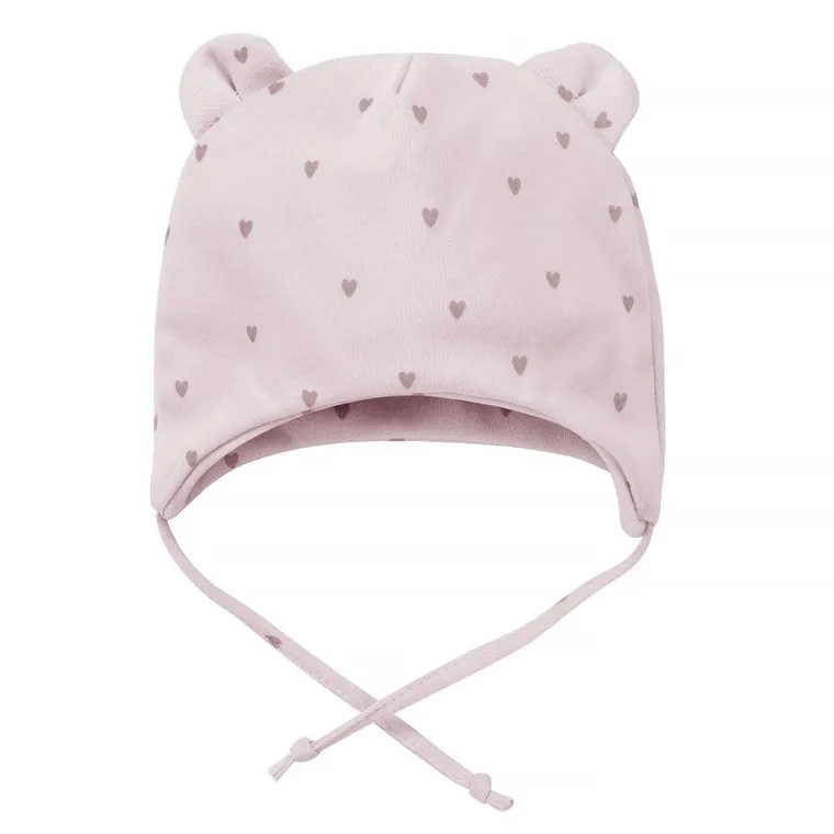 Czapka dziewczęca, wiązana, różowa, Pinokio