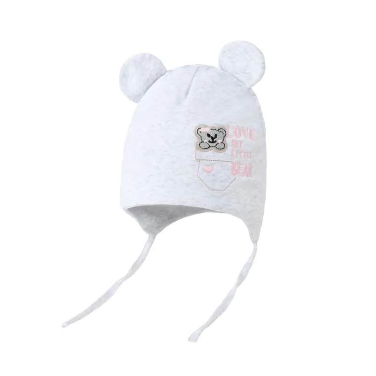 Czapka dziewczęca, wiązana, szara, Be Snazzy