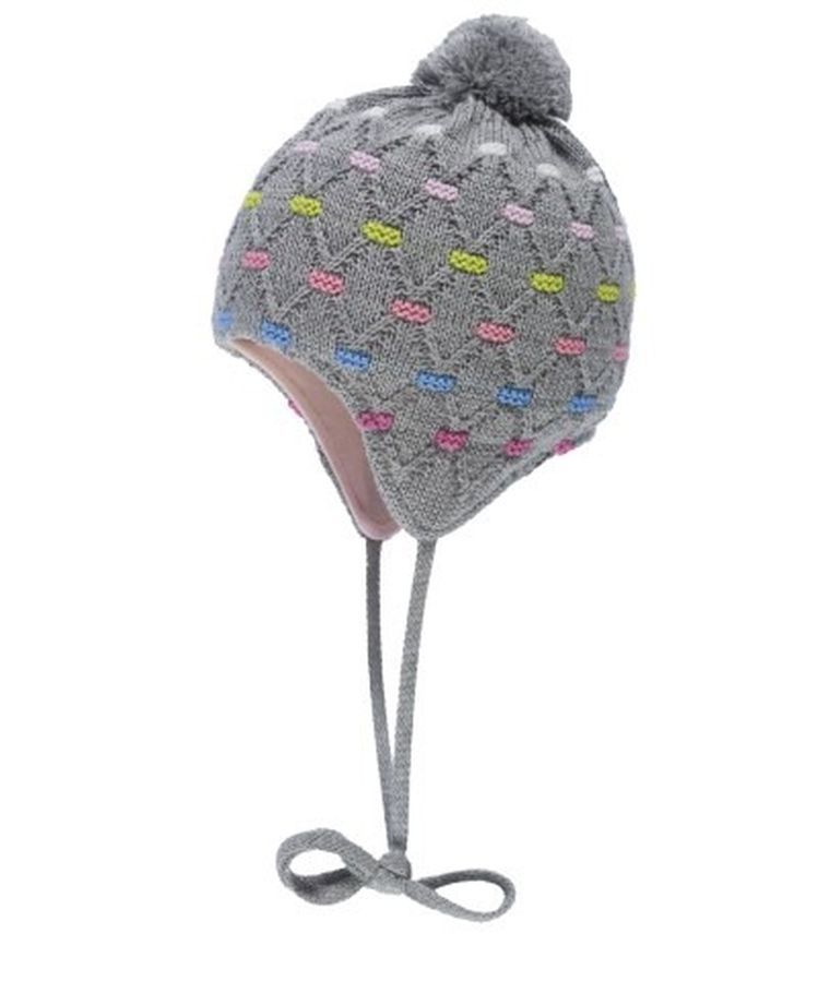 Czapka dziewczęca, wiązana, szara, Döll