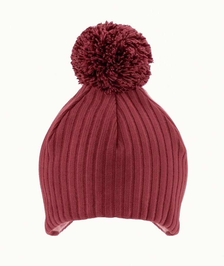Czapka dziewczęca z pomponem, czerwona, Iltom