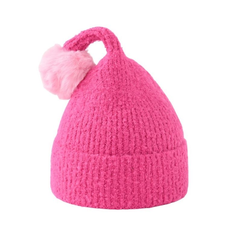 Czapka dziewczęca z pomponem, różowa, Be Snazzy