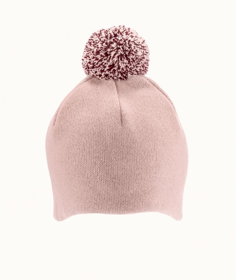 Czapka dziewczęca z pomponem, różowa, Iltom
