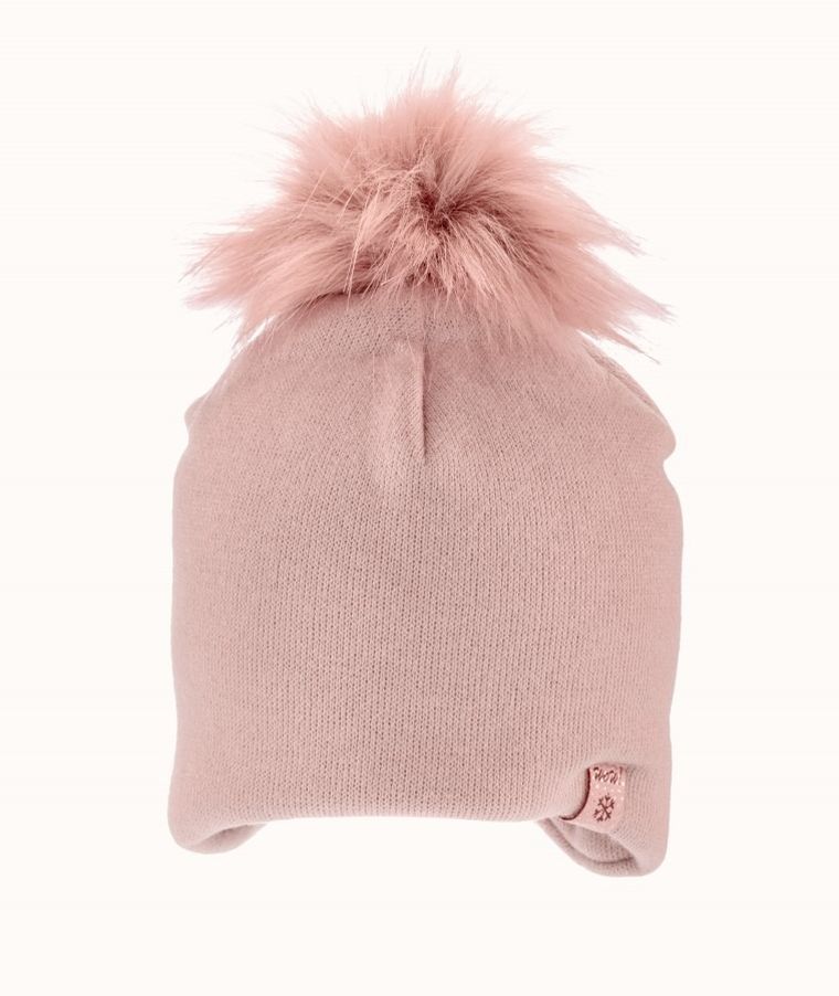Czapka dziewczęca z pomponem, różowa, Iltom