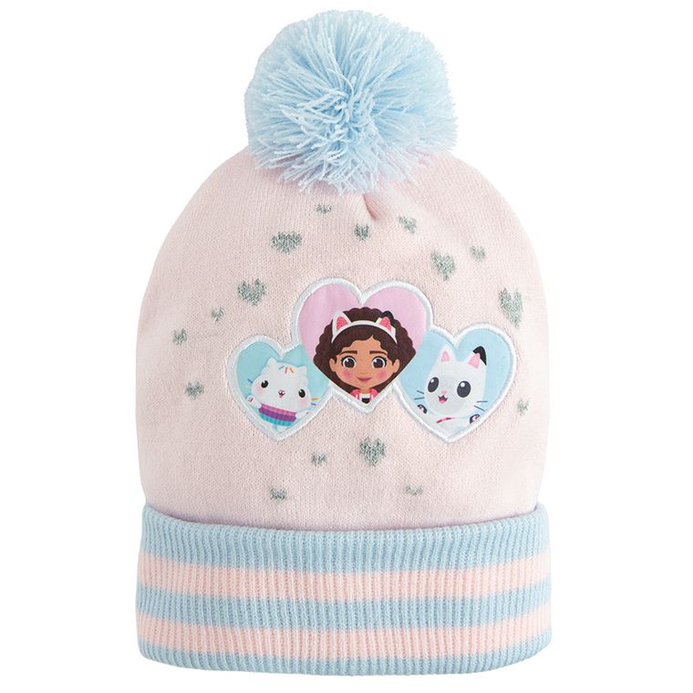 Czapka dziewczęca z pomponem, różowa, Koci Domek Gab, Licence Brand