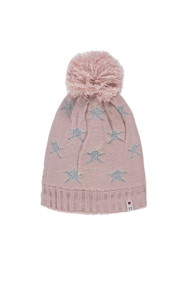 Czapka dziewczęca z pomponem, różowa, Tom Tailor