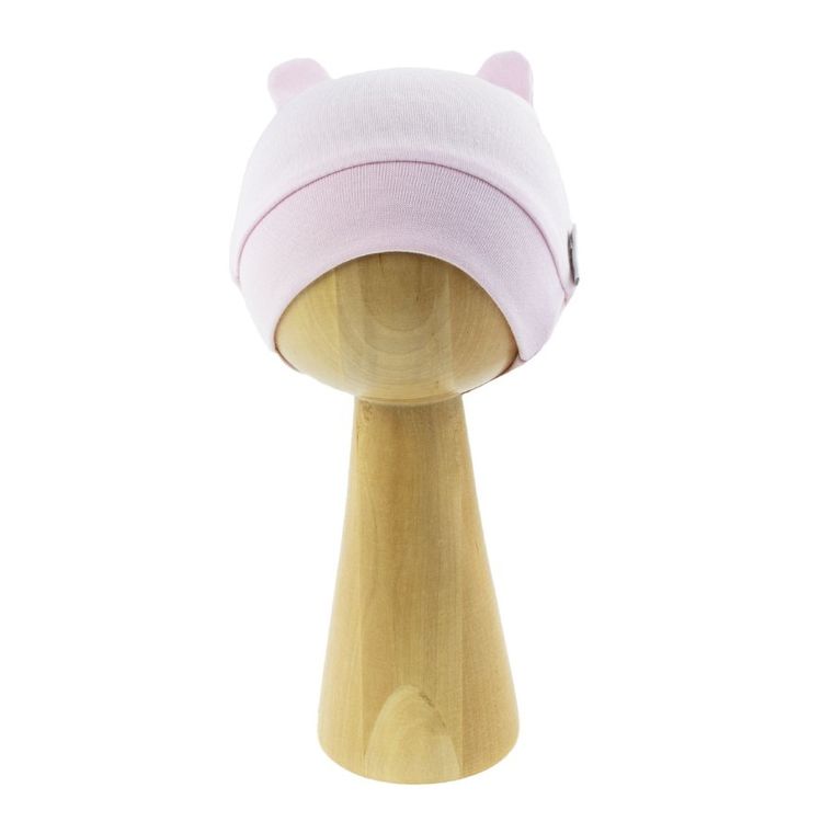 Czapka dziewczęca z uszkami, różowa, Nicol