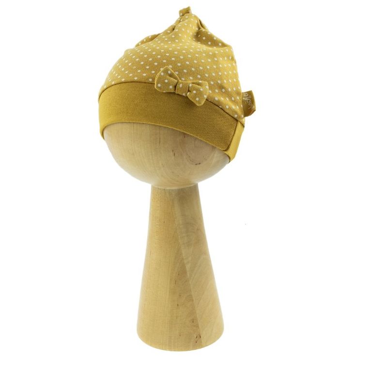 Czapka dziewczęca, żółta, kropeczki, Nicol