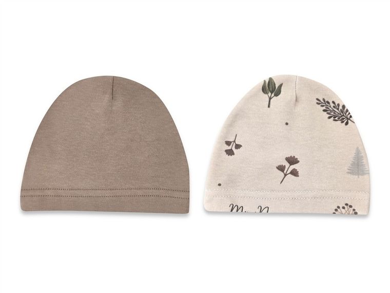Czapka niemowlęca, beżowa, 2 szt., MimiNu