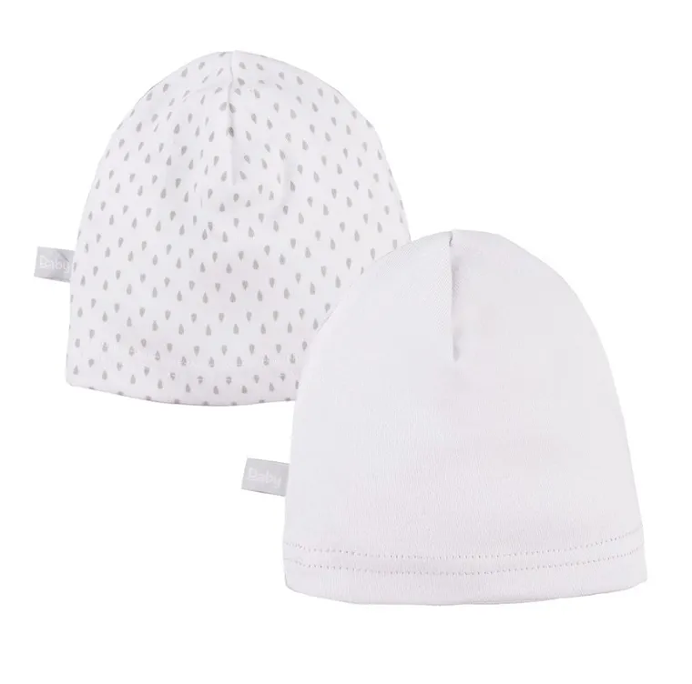 Czapka niemowlęca, biała, zestaw, 2 szt., Eevi