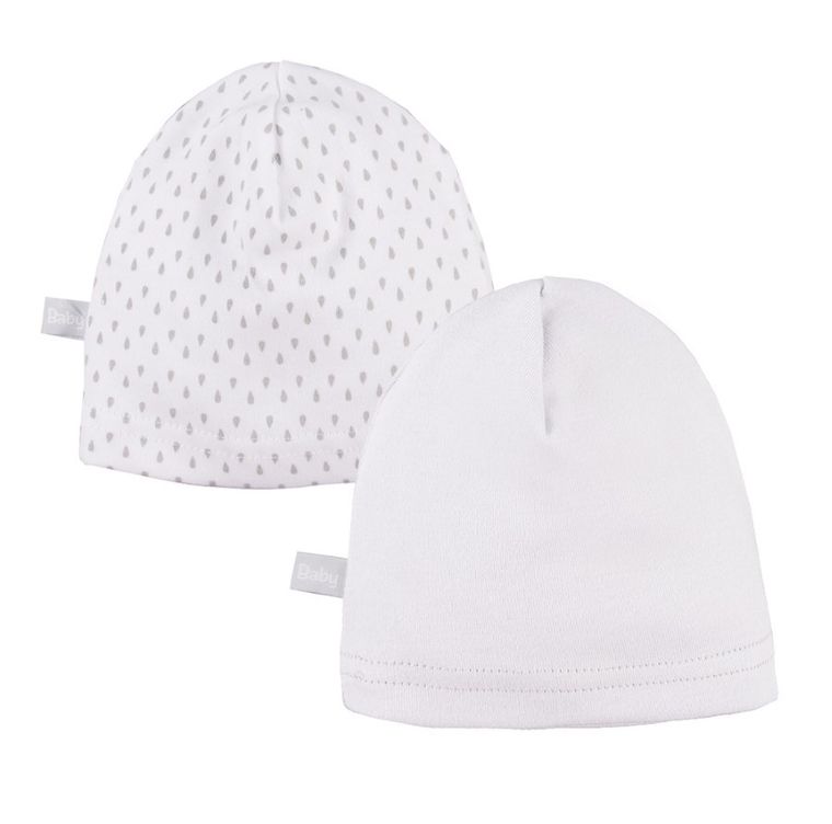 Czapka niemowlęca, biała, zestaw, 2 szt., Eevi